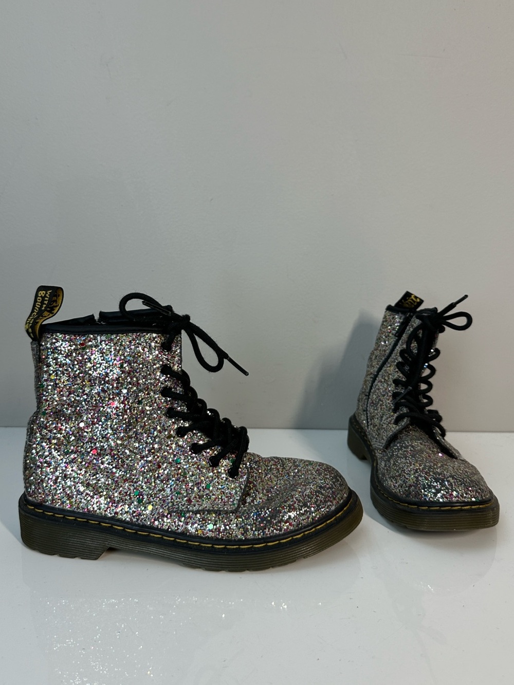 Dr. Martens 1460 Glitter J Girls Combat Boots Size 3